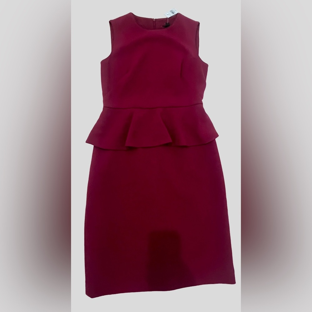 NWT Ann Taylor Doubleweave Peplum Wine Plum Sheath Dress 0 Petite - Picture 5 of 13